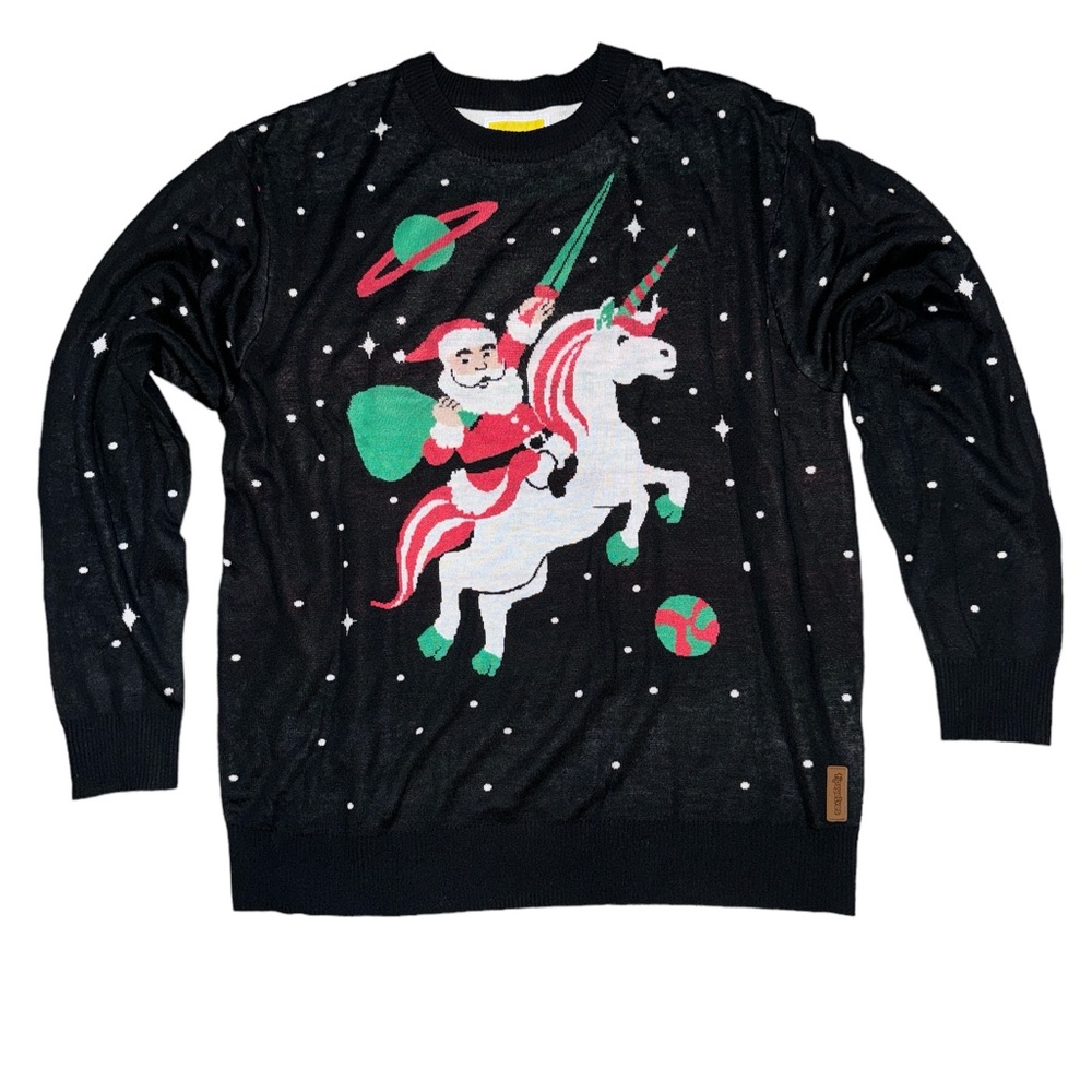 Tipsy Elves Black Santa Unicorn Sweater